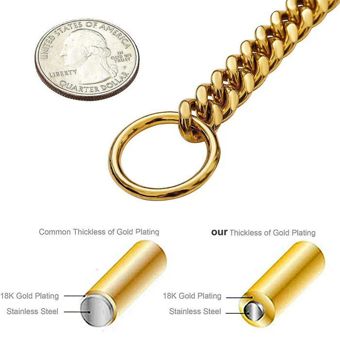 Dog Chain Collar, Black, Gold, Stainless Steel for Dogs Heavy Duty - Image 7