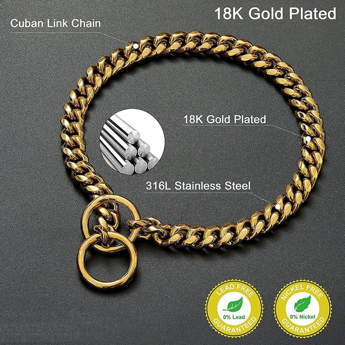 Dog Chain Collar, Black, Gold, Stainless Steel for Dogs Heavy Duty - Image 8