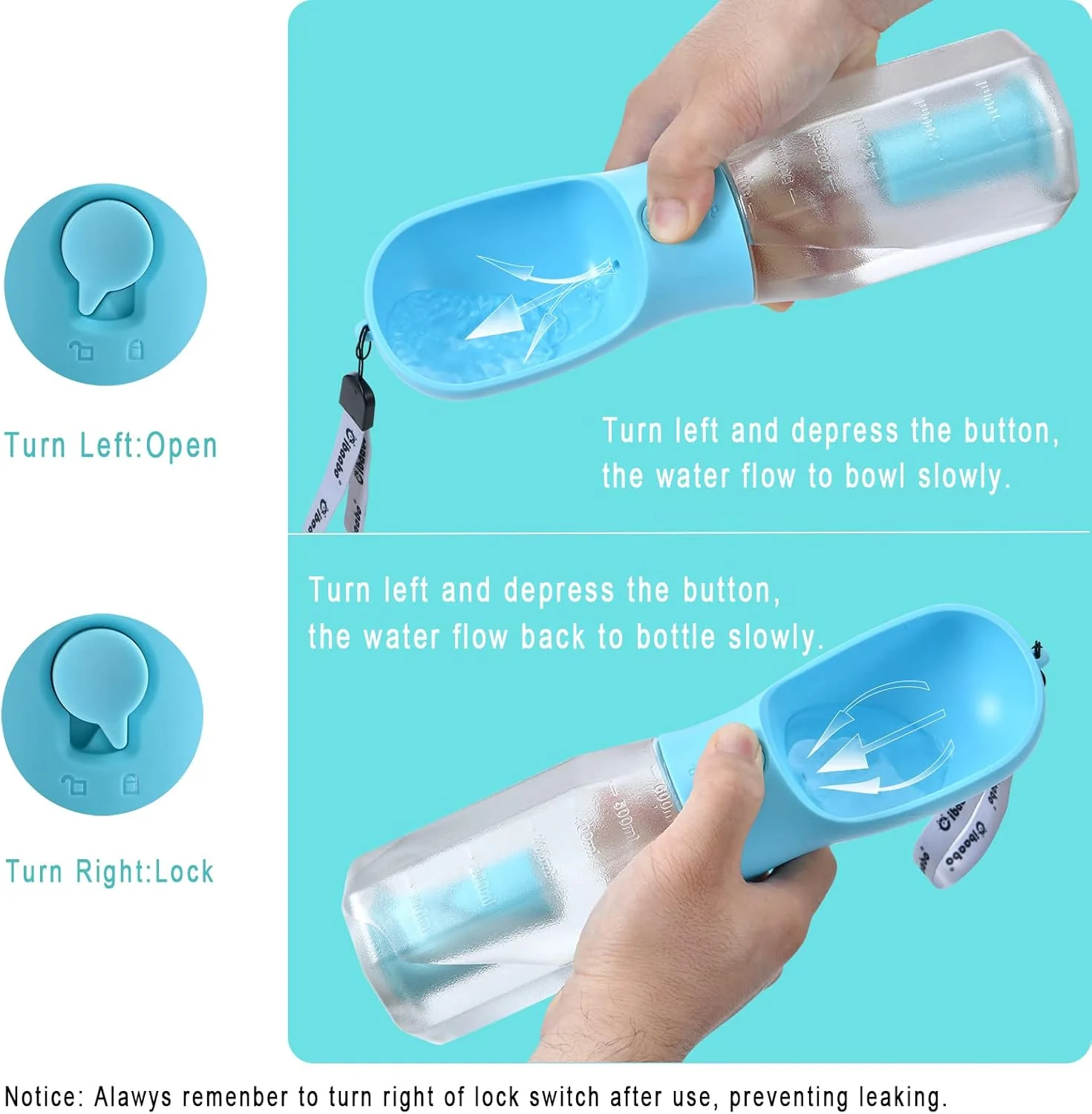 Dog Water Bottle With Food Container - Image 4