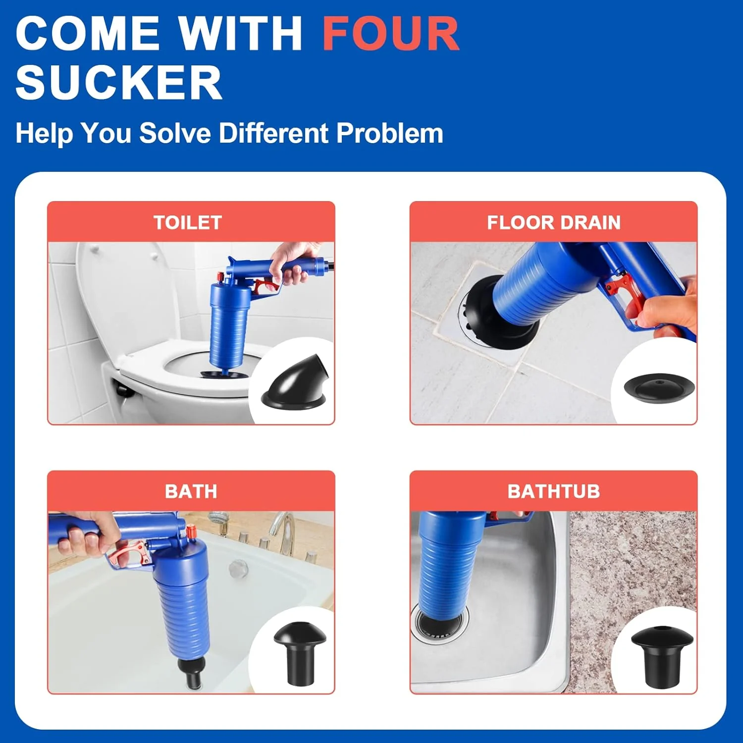 Drain Blaster Air Toilet Sink Plunger Gun Drain Clog Remover Tool - Image 4