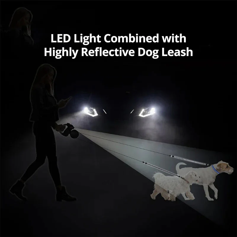 Dual Dog Leash with Flashlight & Waste Bag - Image 4