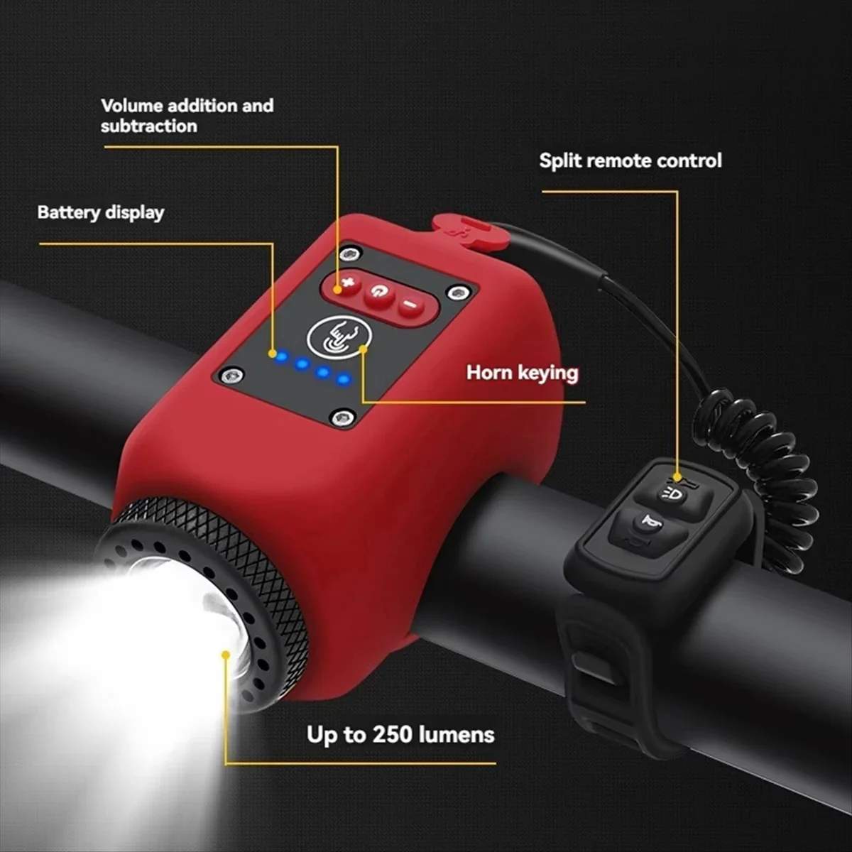 Electric Bike Horn and Front Light - Image 2