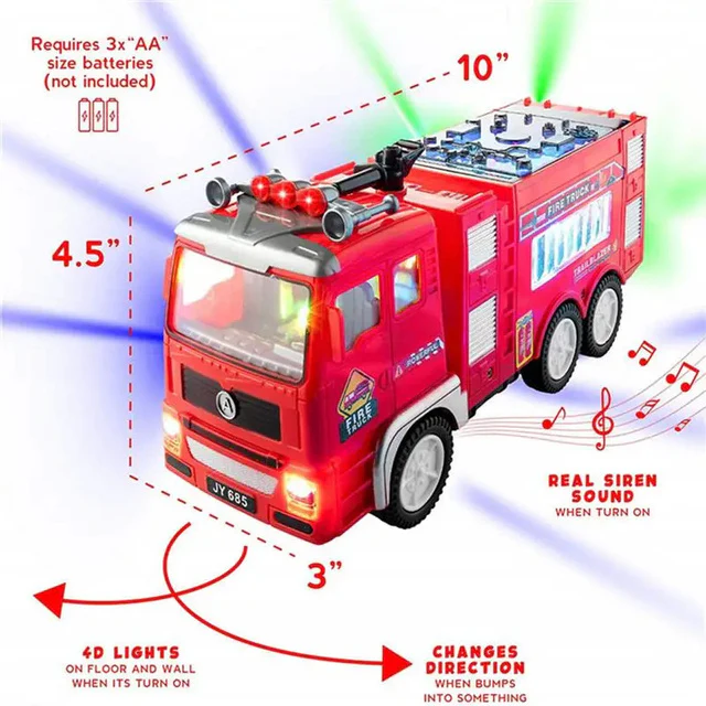 Electric Fire Engine Toy With Lights For Children - Image 2