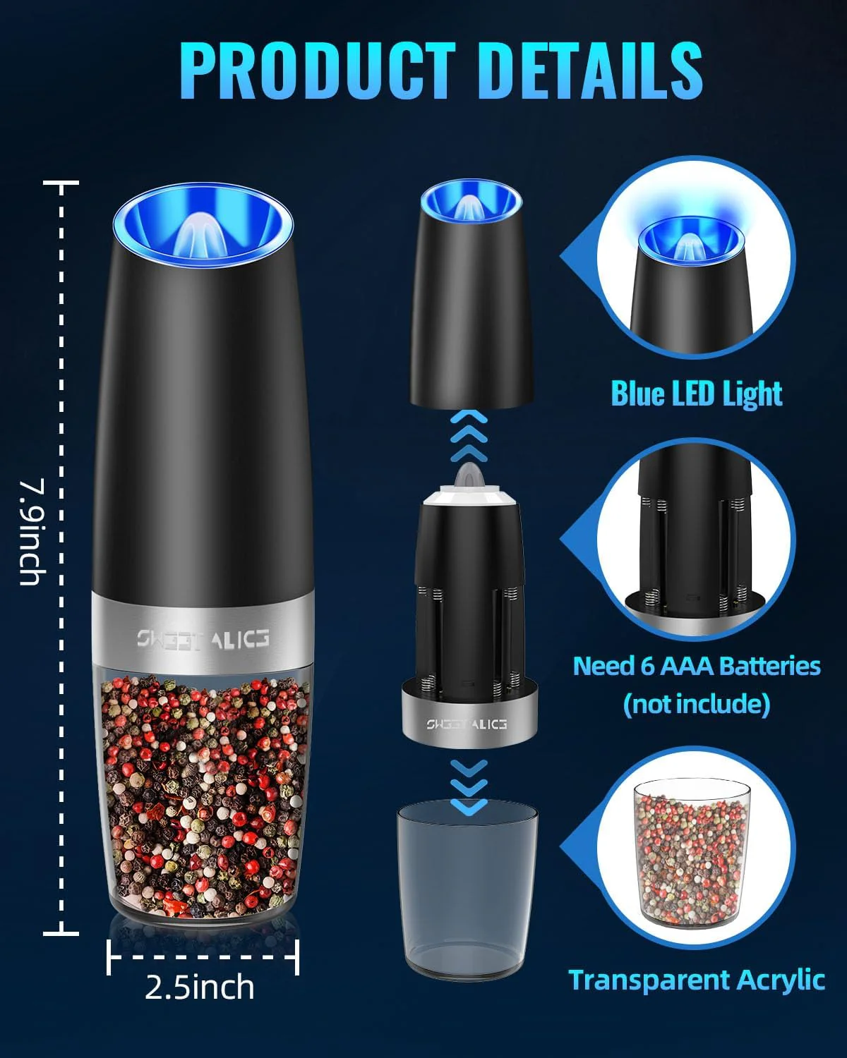 Electric Salt And Pepper Grinder - Image 2