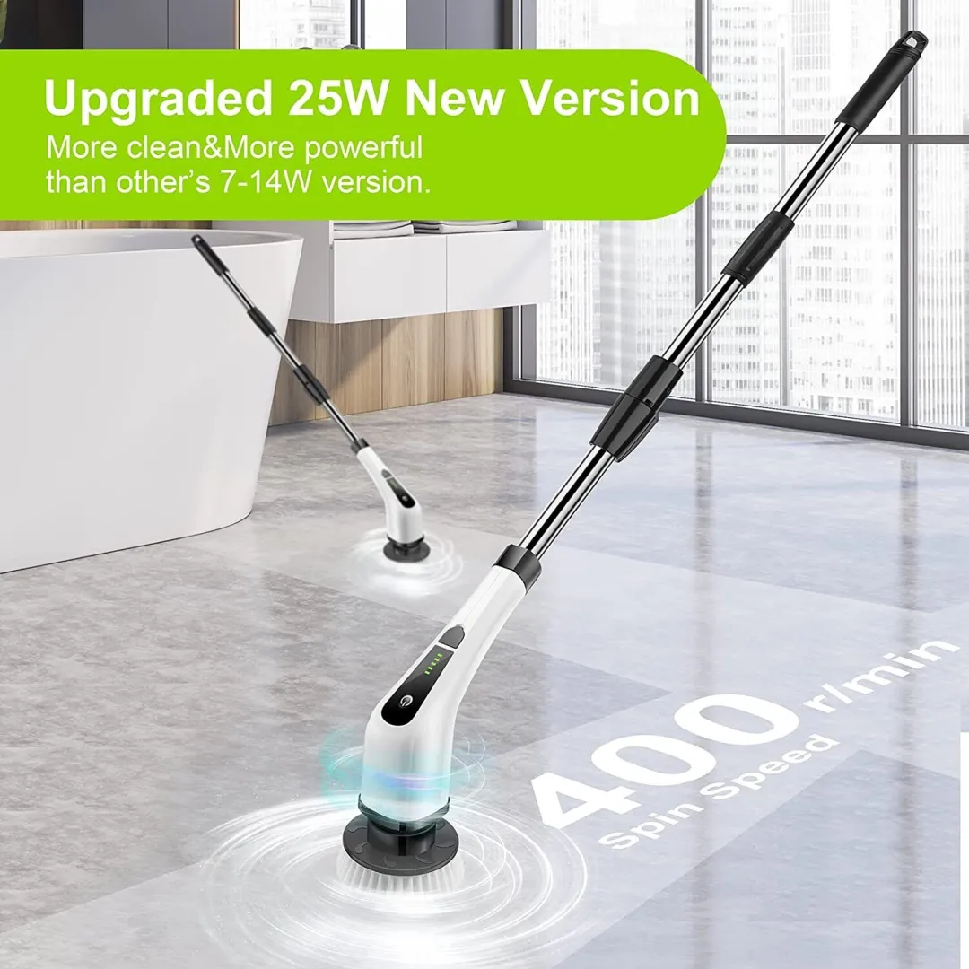 Electric Spin Power Scrubber Cordless Cleaning Brush Long Handle 7 Heads - Image 11
