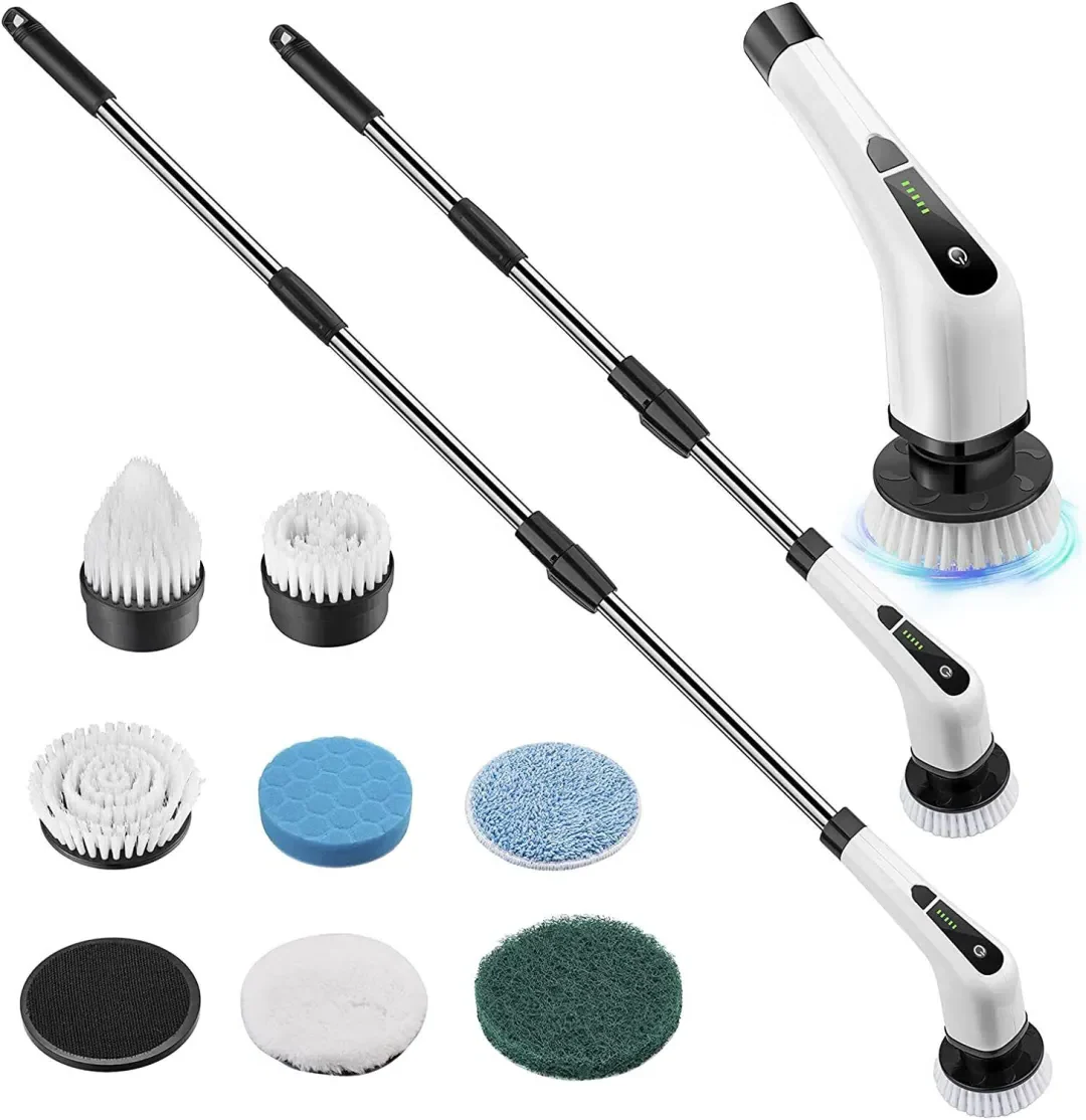 Electric Spin Power Scrubber Cordless Cleaning Brush Long Handle 7 Heads - Image 2