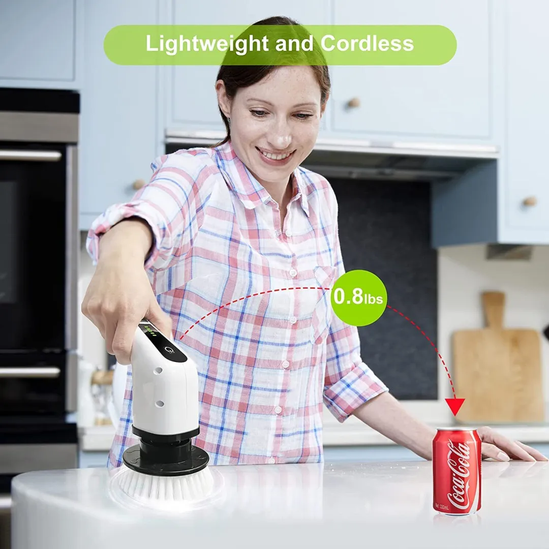 Electric Spin Power Scrubber Cordless Cleaning Brush Long Handle 7 Heads - Image 6