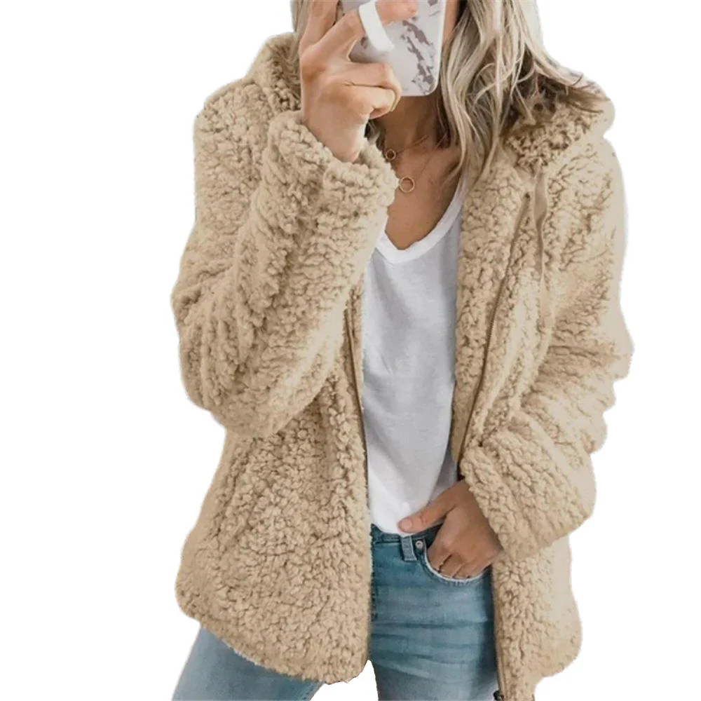Elegant Bear Teddy Fur Coat: Soft Fleece Coat with Pockets and Zipper - Image 3