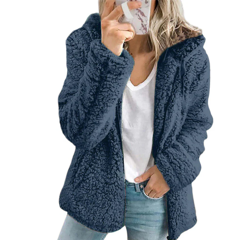Elegant Bear Teddy Fur Coat: Soft Fleece Coat with Pockets and Zipper - Image 6