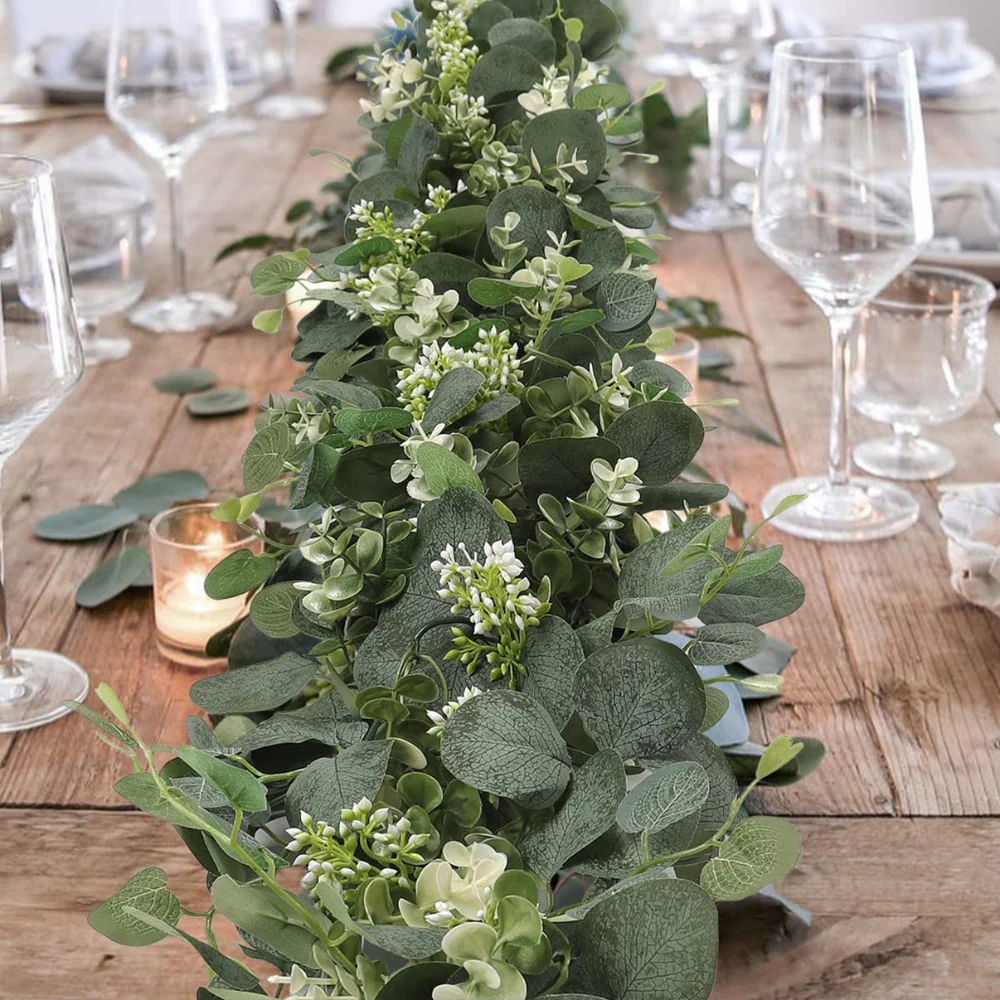 Elegant Decorative Faux Eucalyptus Garland - Image 3