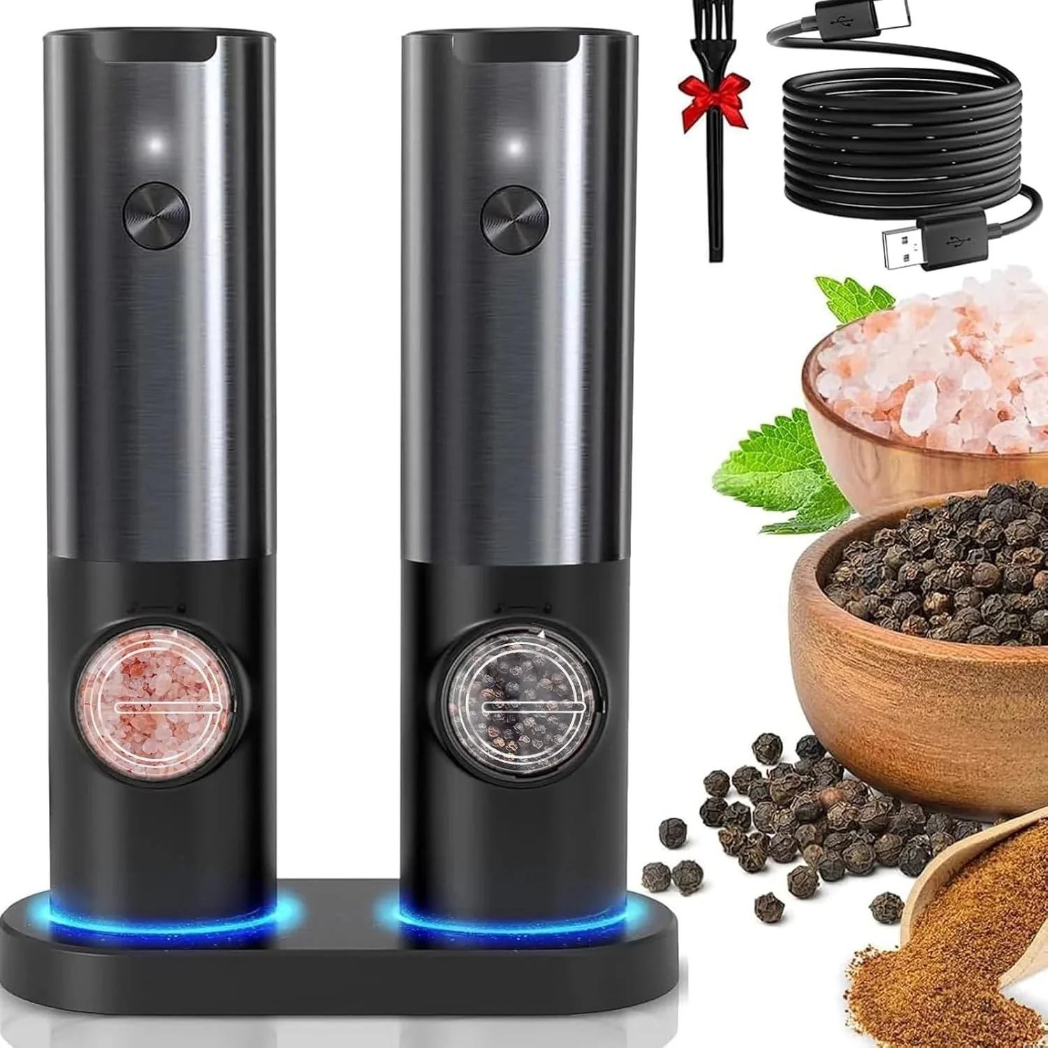 Elegant Electric Salt And Pepper Mill With Rechargeable Battery - Image 3