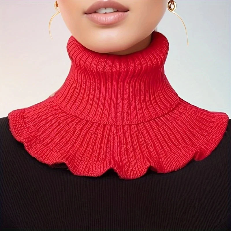 Elegant Knitted Turtleneck Neck Scarf for Women - Image 10