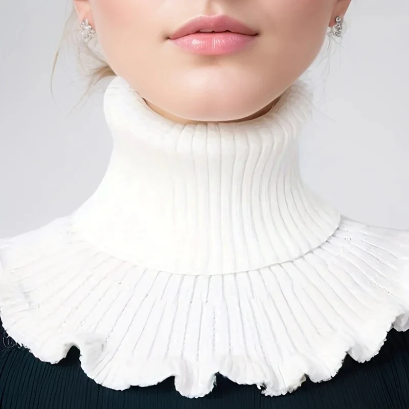 Elegant Knitted Turtleneck Neck Scarf for Women - Image 5