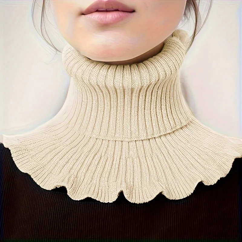 Elegant Knitted Turtleneck Neck Scarf for Women - Image 7