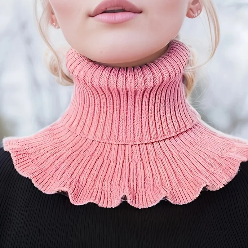 Elegant Knitted Turtleneck Neck Scarf for Women - Image 9