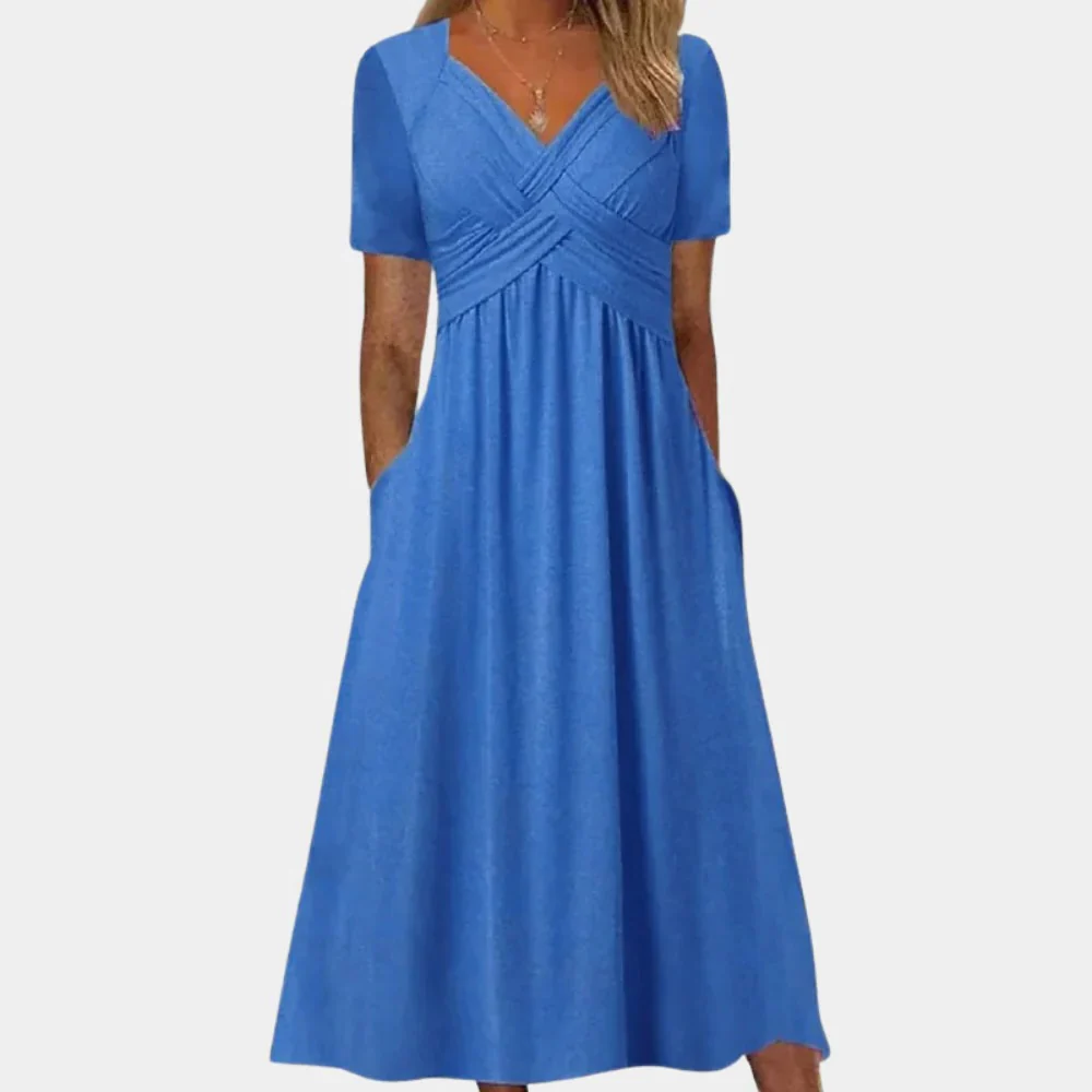 Elegant Ladies Summer Dress With V-neck - Image 2