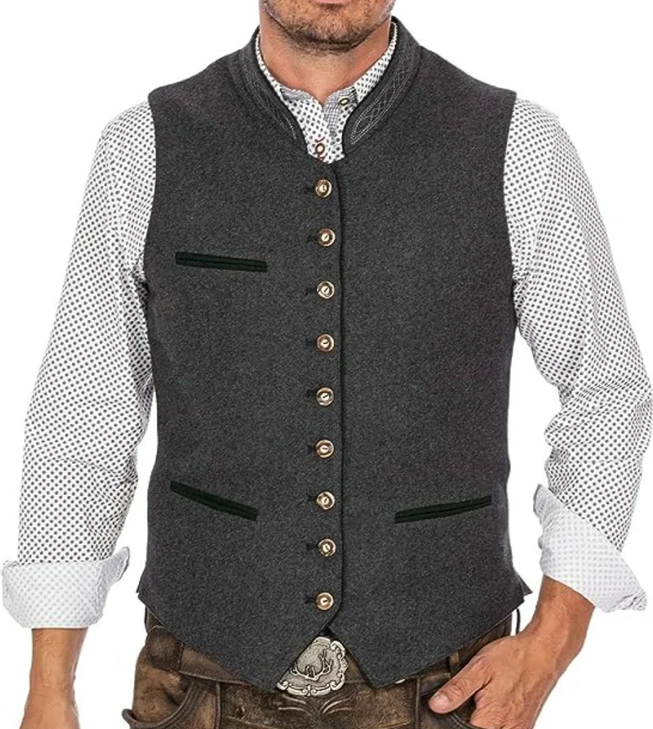 Elegant Men's Traditional Vest In Gray - Image 2