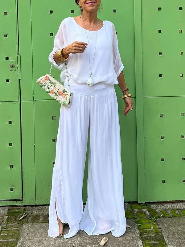 Elegant two-piece wide-leg chiffon pants - Image 4