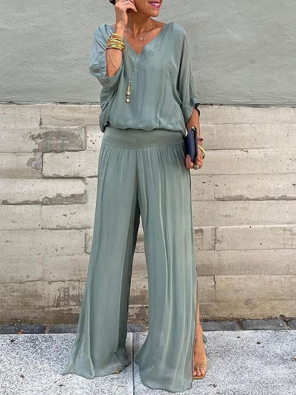 Elegant two-piece wide-leg chiffon pants - Image 5