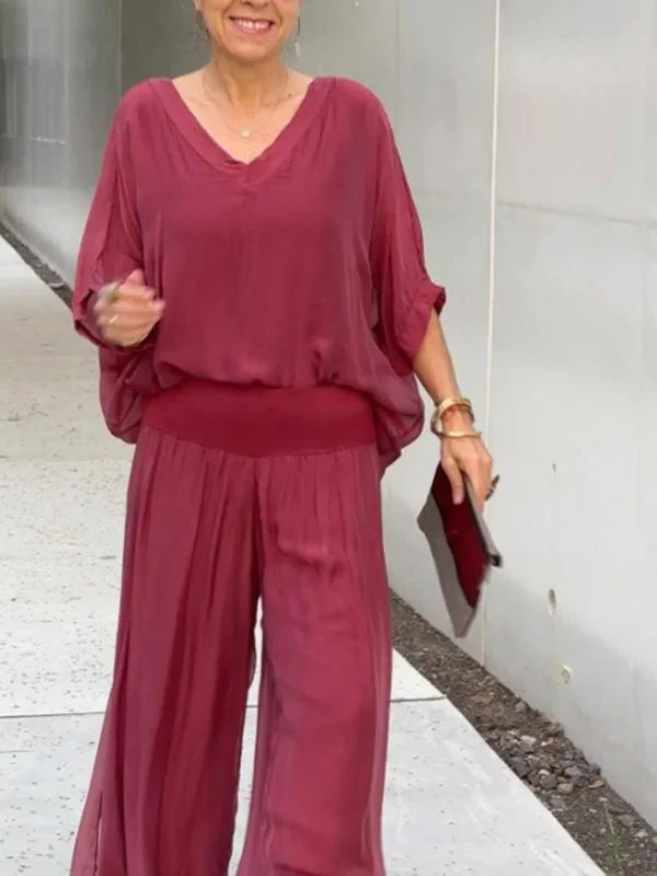 Elegant two-piece wide-leg chiffon pants - Image 8