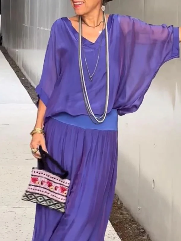 Elegant two-piece wide-leg chiffon pants - Image 9