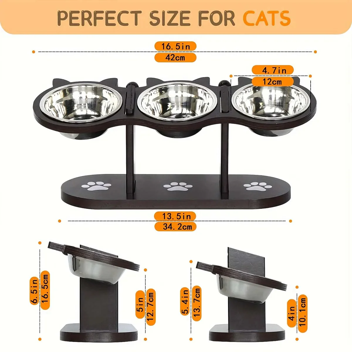 Elevated Cat Bowl with 3 Stainless Steel Dishes - Image 4