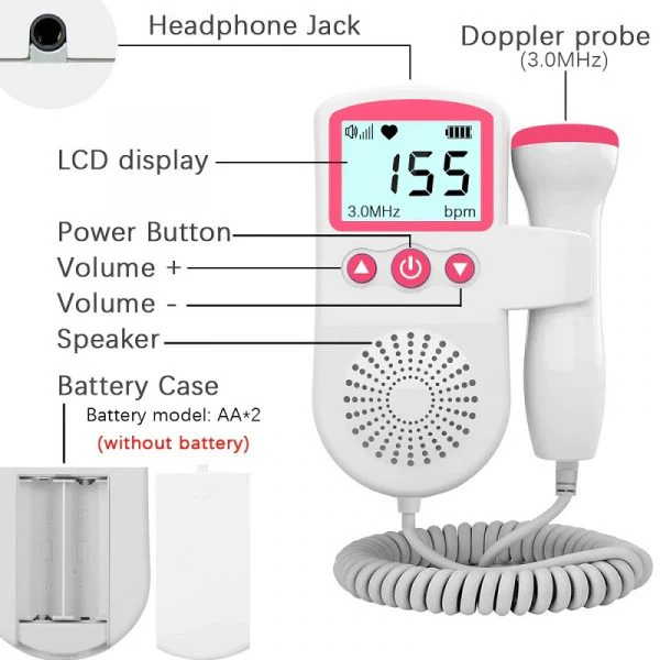 Fetal Doppler Heart Rate Monitor Home Pregnancy Baby Fetal Heart Rate Sound Detector - Image 7