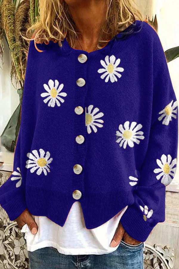 Floral Embroidery Knitted Sweater - Image 2