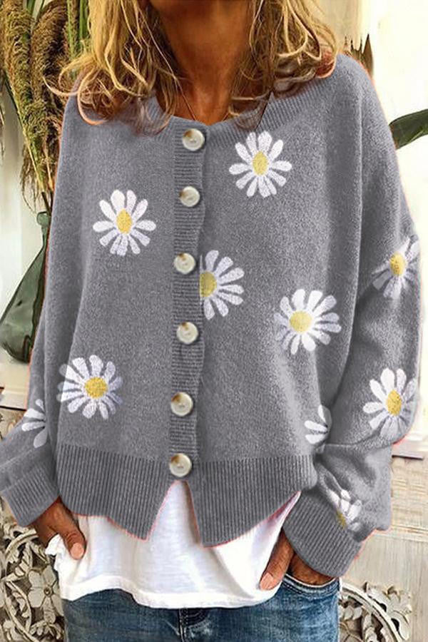 Floral Embroidery Knitted Sweater - Image 4