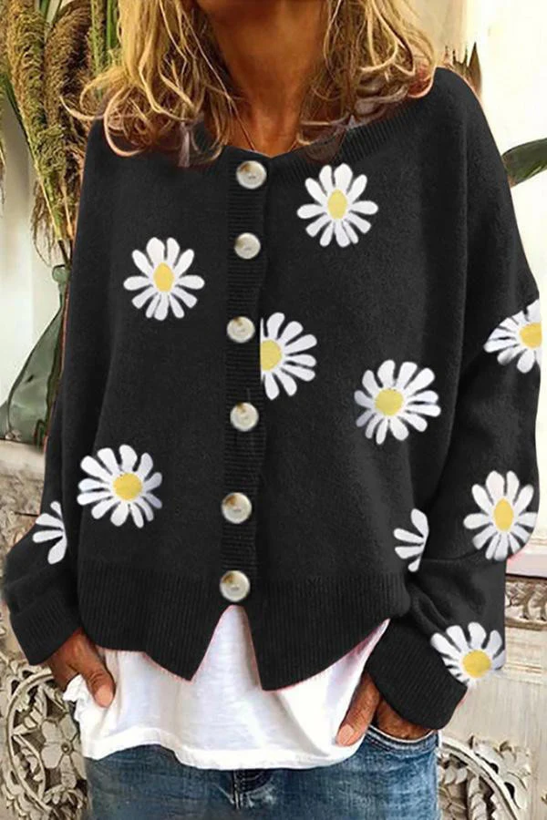 Floral Embroidery Knitted Sweater - Image 6