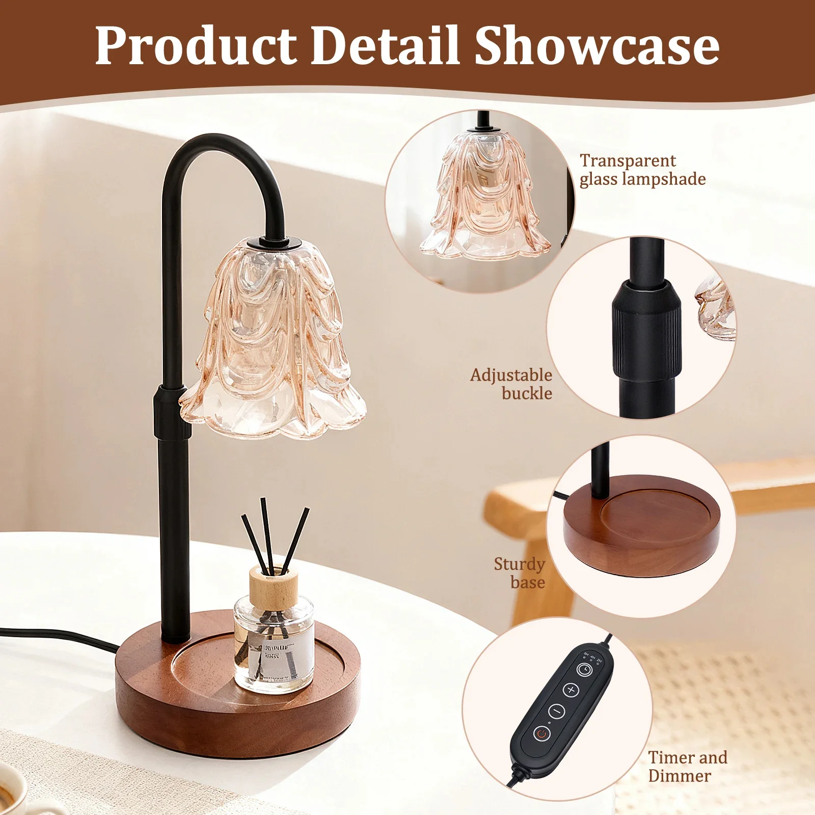 Flower Dimmable Candle Warmer Lamp - Image 2