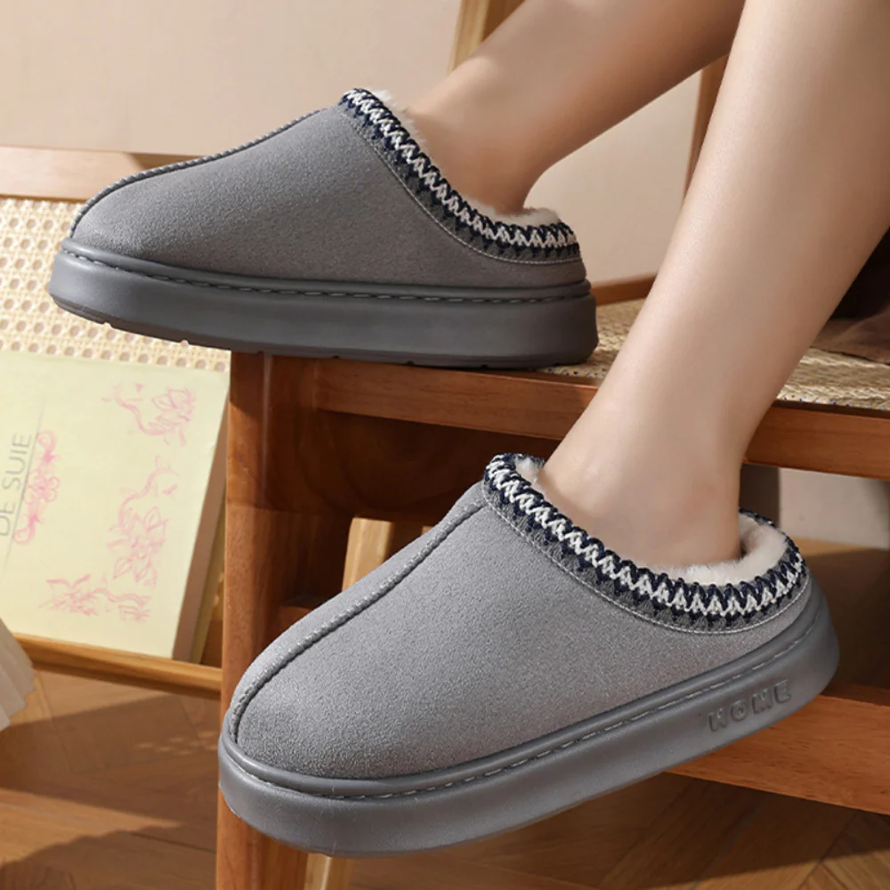 Fluffy Insole Platform Slippers Winter Slip On Faux Fur Shoes - Image 3