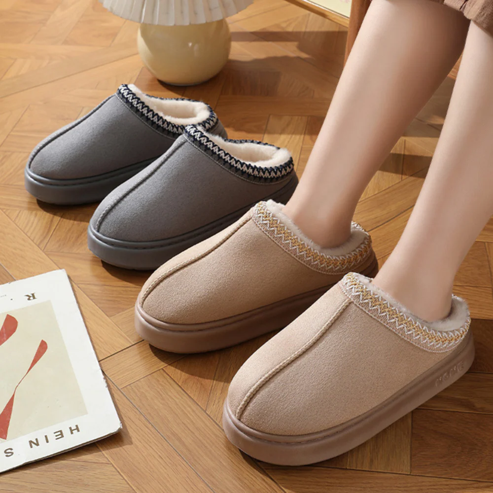 Fluffy Insole Platform Slippers Winter Slip On Faux Fur Shoes - Image 7