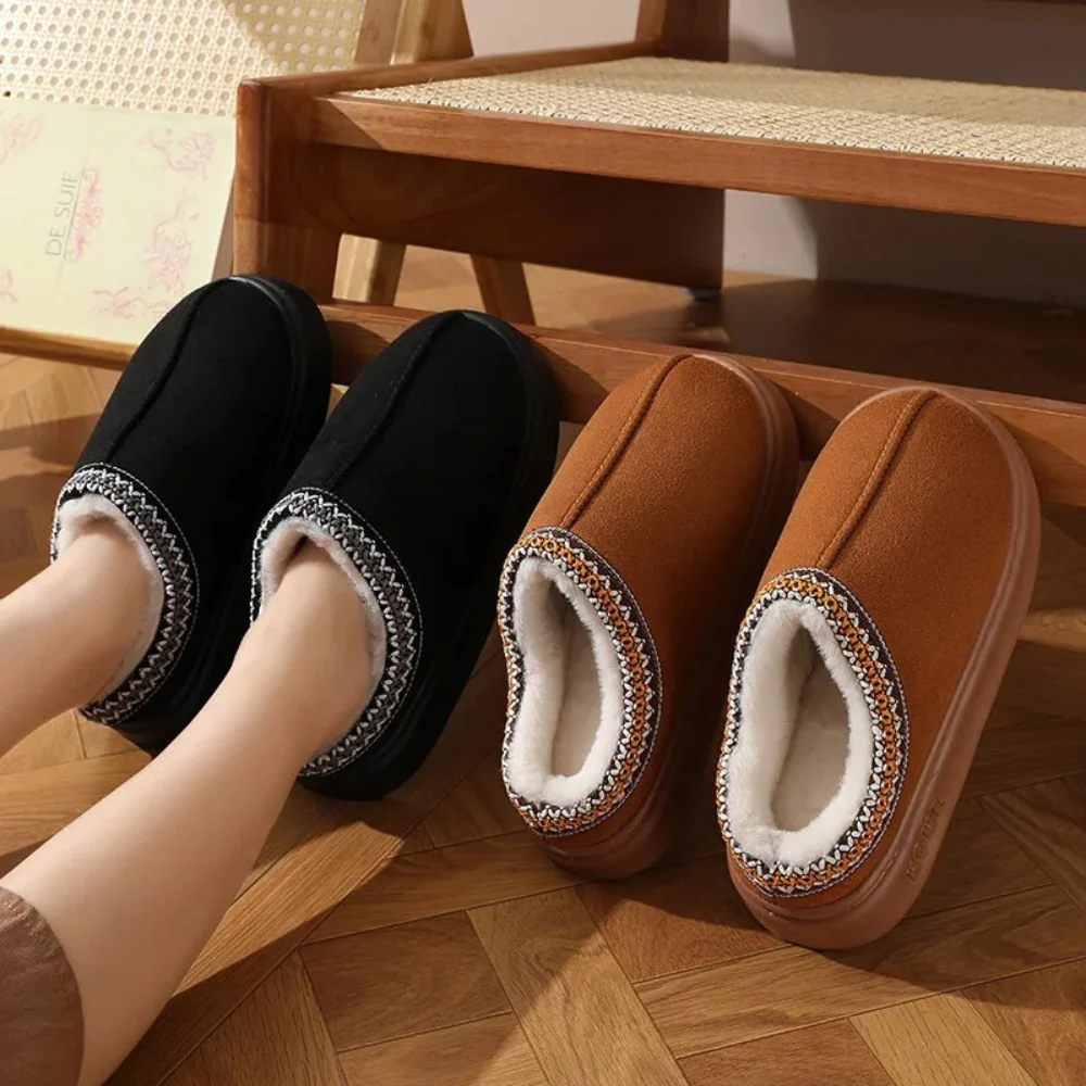 Fluffy Insole Platform Slippers Winter Slip On Faux Fur Shoes - Image 8