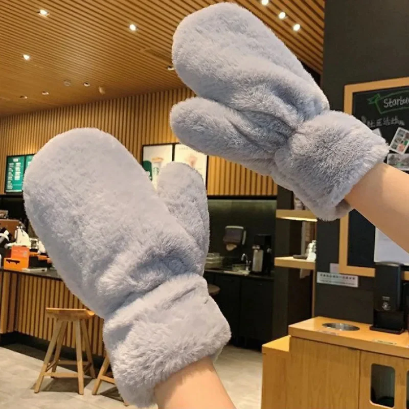 Fluffy Plush Mittens Winter Warm Gloves - Image 3