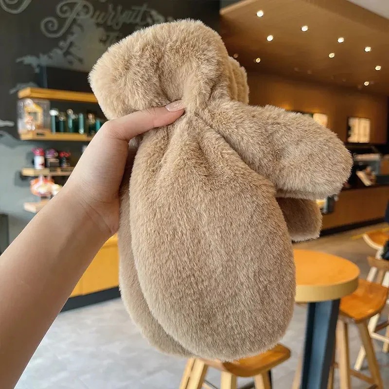 Fluffy Plush Mittens Winter Warm Gloves - Image 7