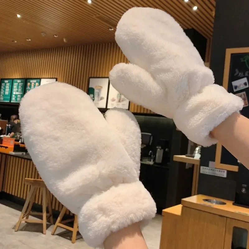 Fluffy Plush Mittens Winter Warm Gloves - Image 9
