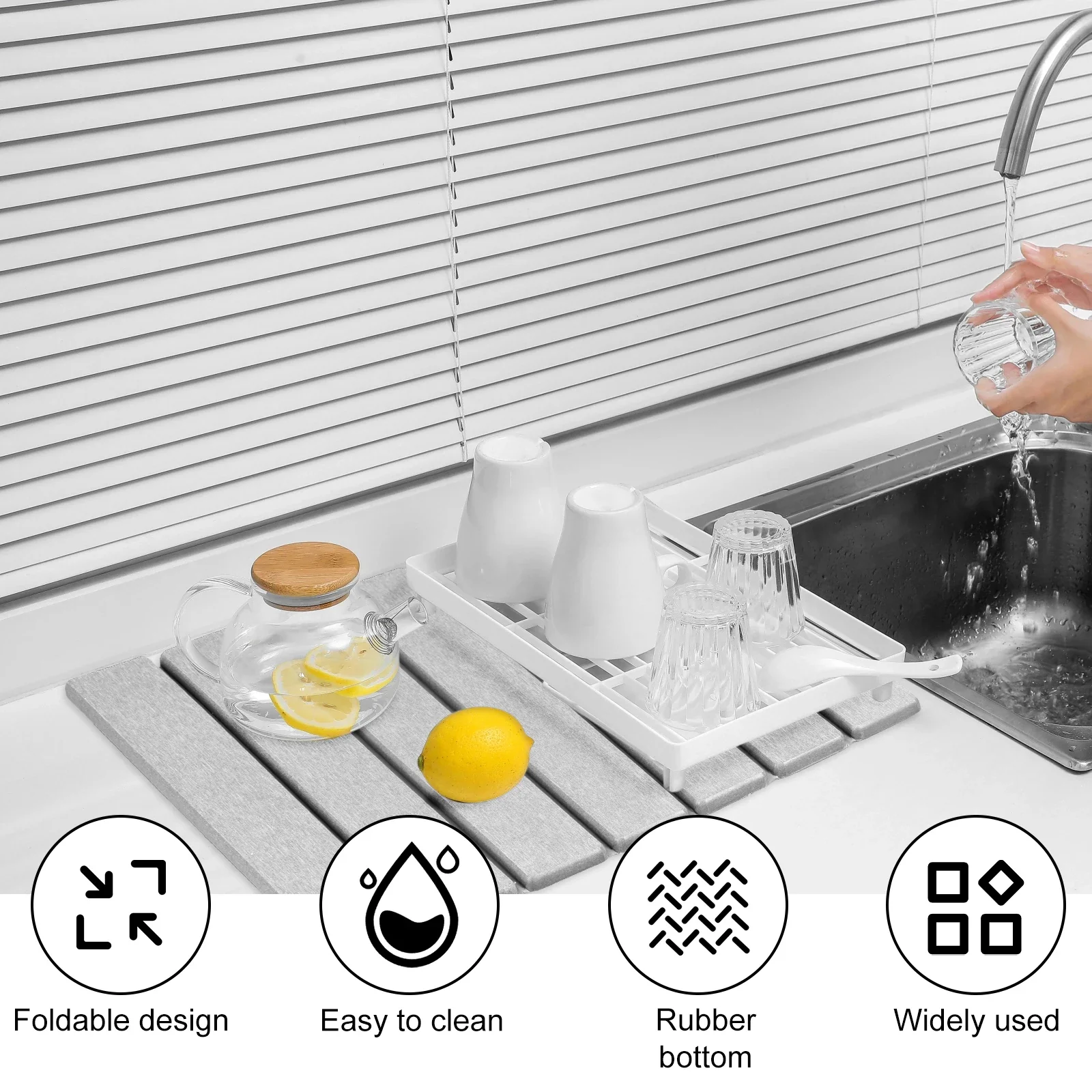 Foldable Diatomite Stone Dish Drying Mat - Image 3