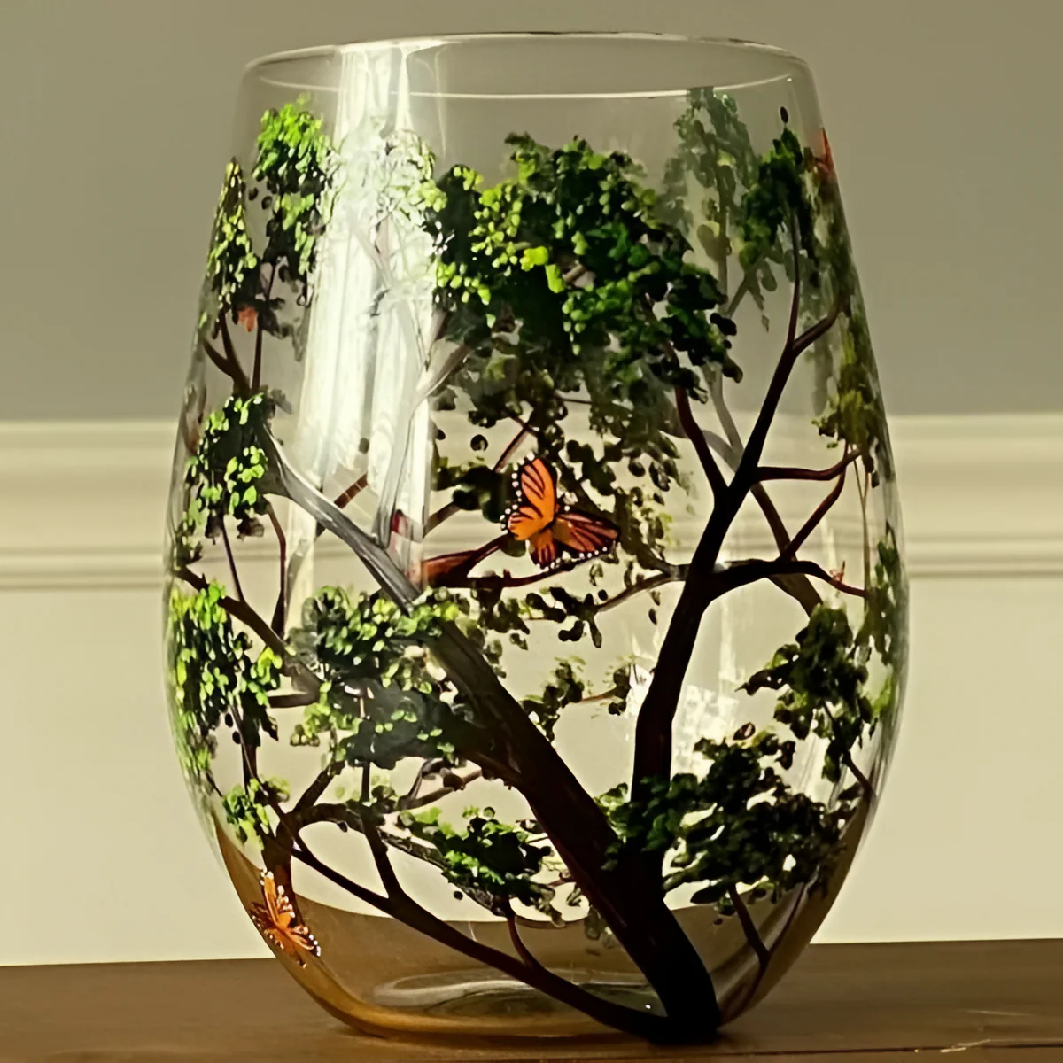 Four Seasons Tree Wine Glasses – Hand Painted Art - Image 2