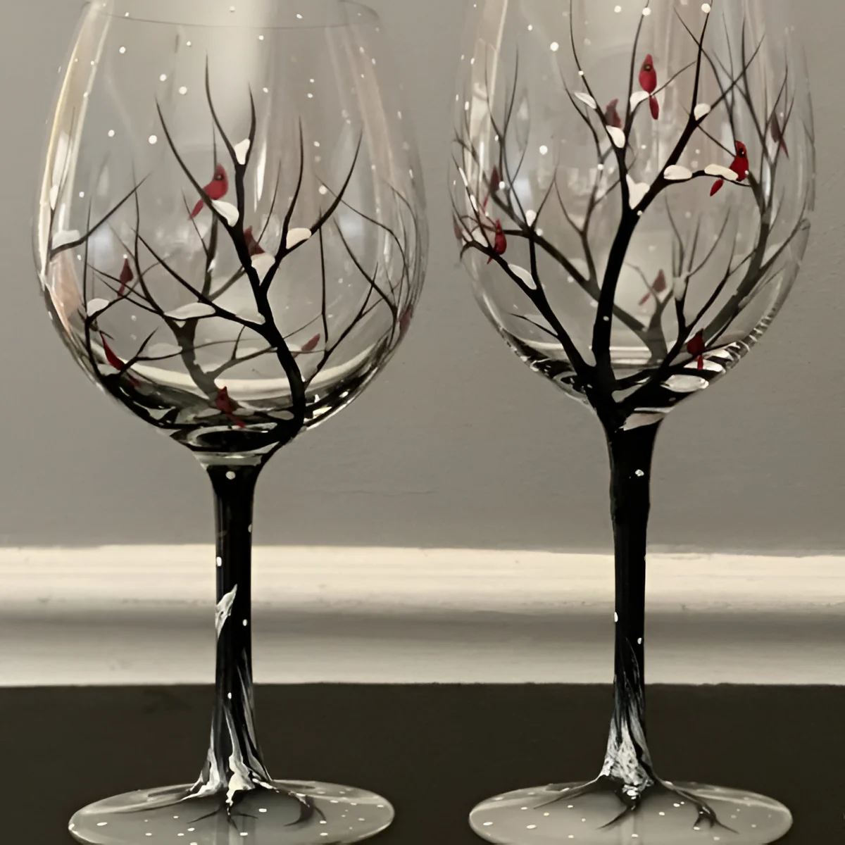 Four Seasons Tree Wine Glasses – Hand Painted Art - Image 5
