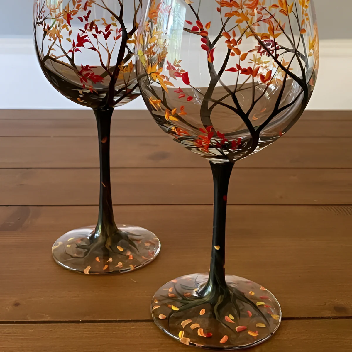 Four Seasons Tree Wine Glasses – Hand Painted Art - Image 8