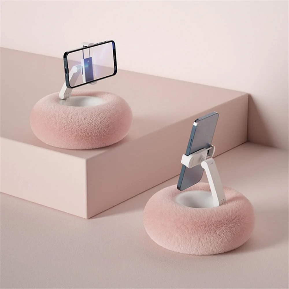 Fuzzy Pillow Phone Holder with Snack Bowl - Image 6
