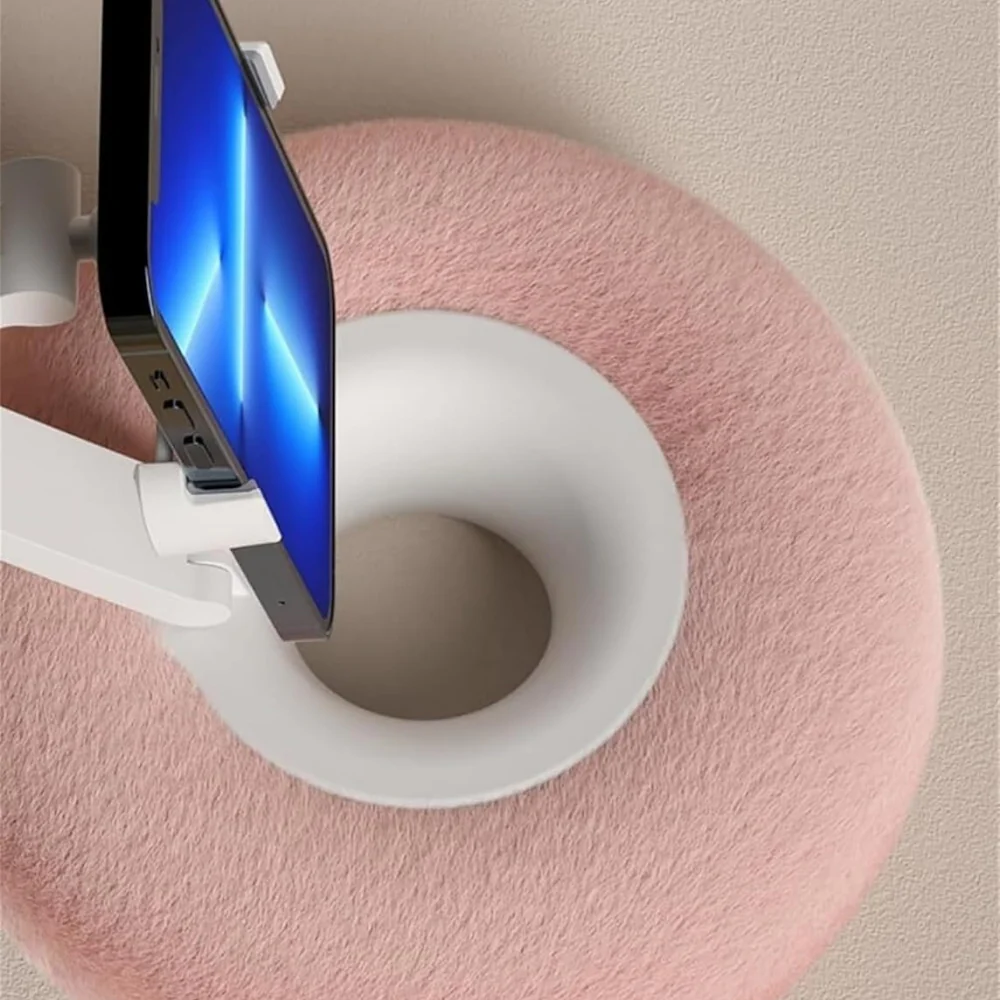 Fuzzy Pillow Phone Holder with Snack Bowl - Image 7
