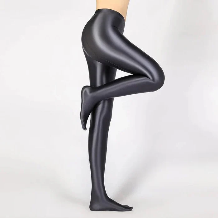 Glossy Opaque Shiny High Waist Sexy Stockings - High Elastic Skinny Leggings Pencil Pants - Image 4