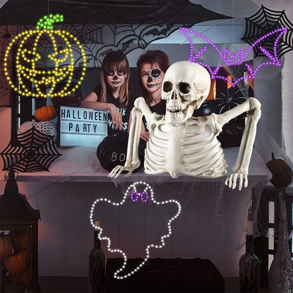 Glowing Skeleton Head Halloween Decoration - Image 4