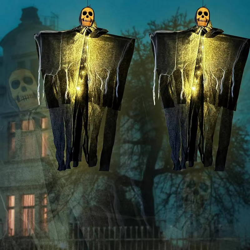 Glowing Skull Scary Outdoor Halloween Decorations- Set of Two - Image 3