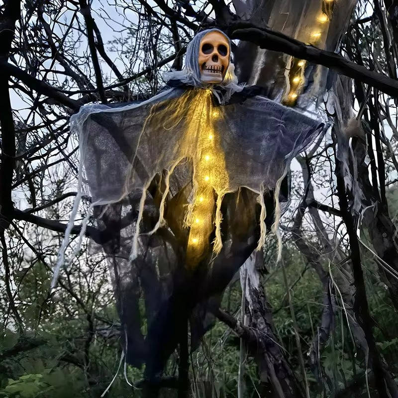 Glowing Skull Scary Outdoor Halloween Decorations- Set of Two - Image 7