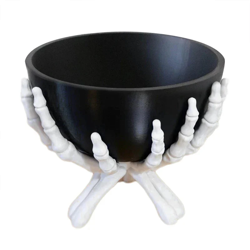 Gothic Skeleton Hands Halloween Candy Bowl - Image 2