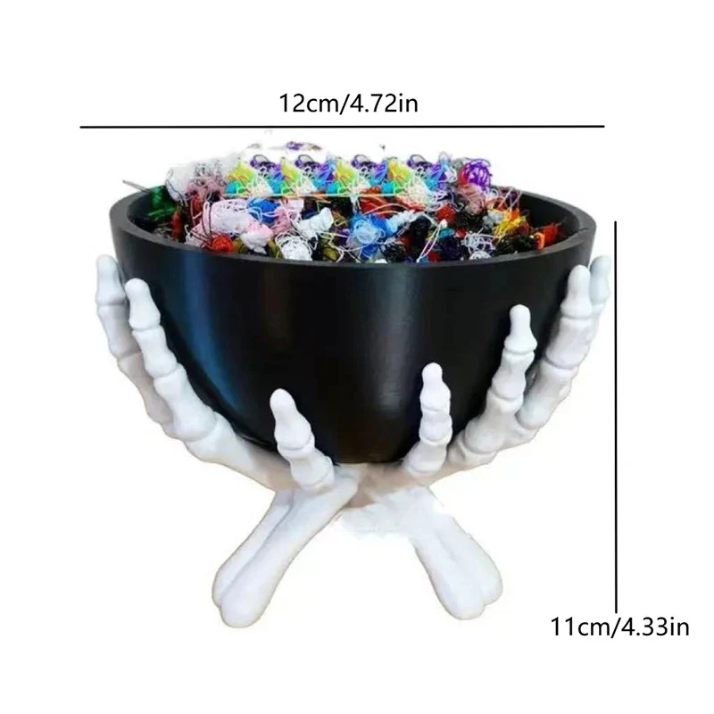 Gothic Skeleton Hands Halloween Candy Bowl - Image 4