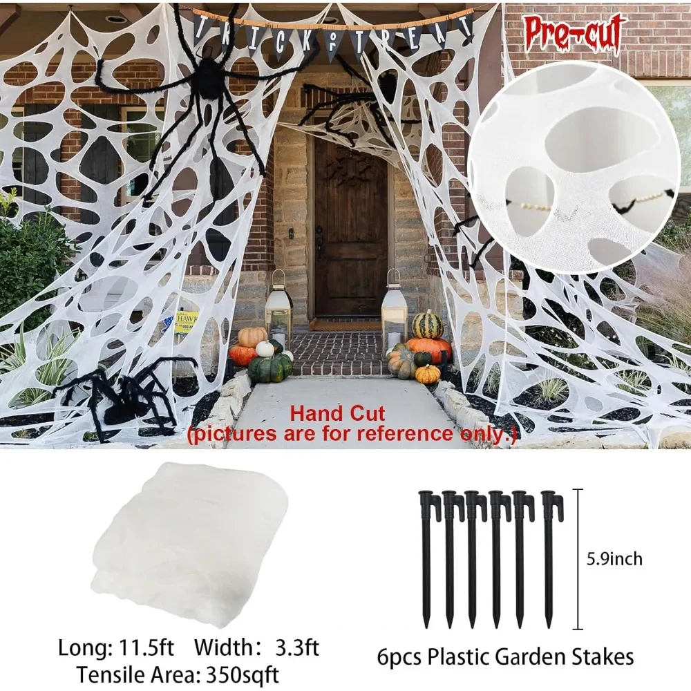 Halloween Giant Spider Web Decoration with Stakes - Image 2